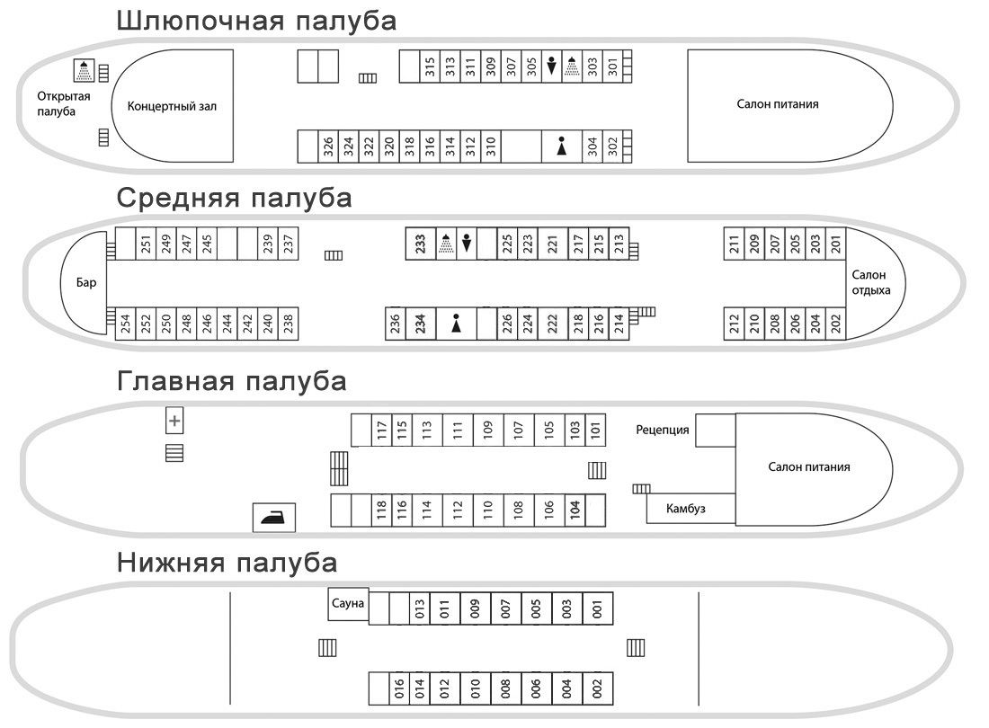 Теплоход ленин схема кают